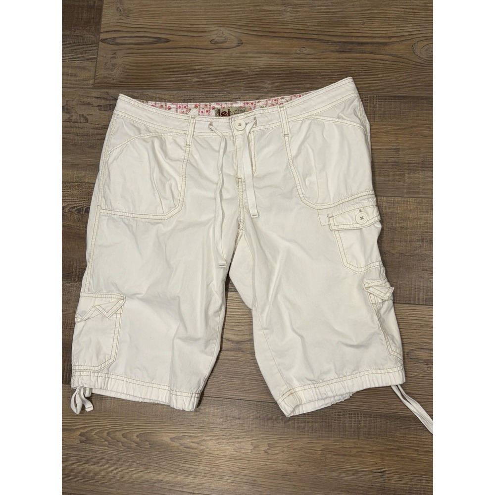 LEI Y2K 90's 98' Long Cargo Baggy White Shorts Sz 13 Inseam 12" Jorts Cottage